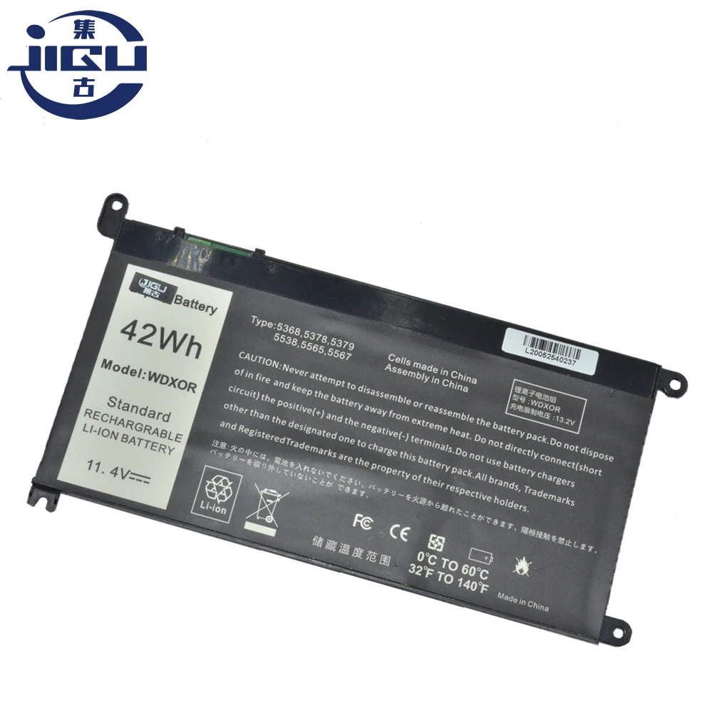 

3-элементный аккумулятор JIGU 11,4 в для ноутбука Dell 0WDX0R 1VX1H 3CRH3 9W9MX CYMGM FC92N YRDD6 WDXOR, для Latitude 3379 3180 3190 3189