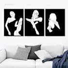 Черно-белая фигурка девушки силуэта настенная Картина на холсте скандинавские постеры и принты декоративные картины для декора гостиной