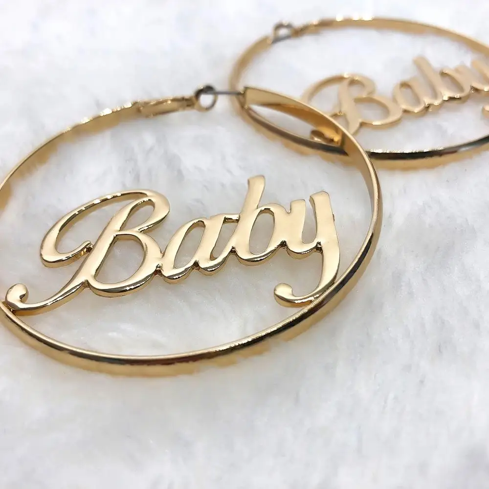 Женские большие серьги кольца SHIXIN массивные круглые с буквами подарочные