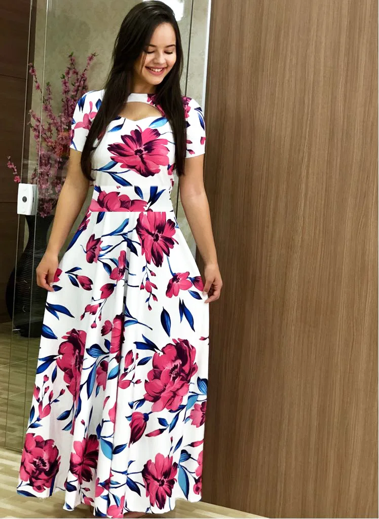 

Sexy fashion digital printing dress Europe and America big swing skirt