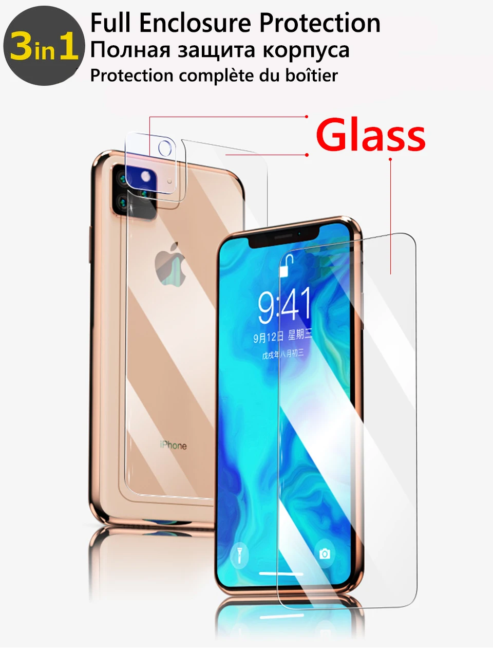 9H чехол на Полностью чехол из закаленного стекла для телефона для iphone XS 11 pro max XR задняя защитное стекло панель+ защита для экрана камеры крышка для айфона iphone 7 8 Plus HD чехол s защитная пленка чехол