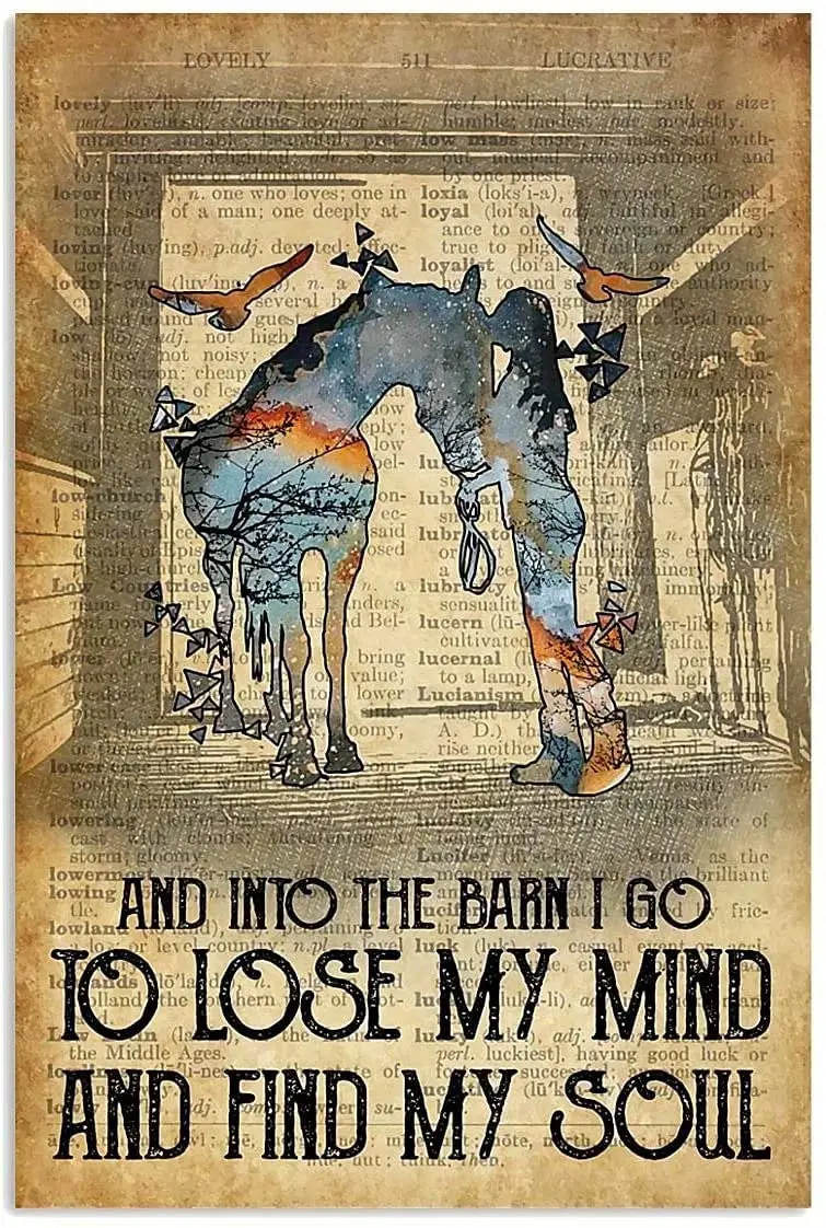 Жестяной знак верховой езды лошади металлическая деревня в амбар из-за потери