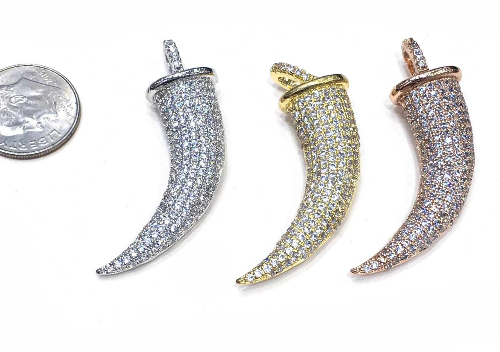 

10x32mm Brass Micro Pave CZ Zircon Horns Spacer Charm Finding Beads Accessories for Bracelet Necklace DIY Jewelry Design Making