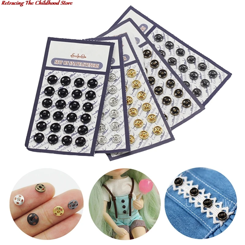 

24 Pcs Mini Button Buckle for 1/6 DIY Doll Clothes Metal Buckle Invisible Snap Handmade Doll Clothing Sewing Accessories
