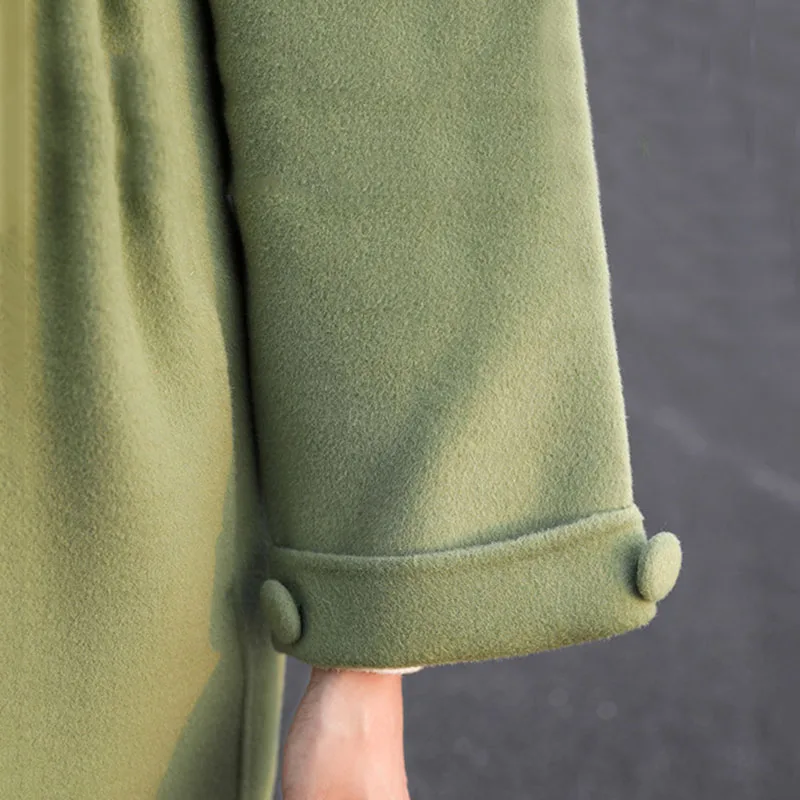 

Blends Women Solid High Quality Winter Outwear Pockets Open Stitch Korean Style Long Coat Harajuku Womens Adjustable Waist Chic