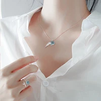 100 authentic 925 sterling silvergold mermaid tail pendant necklaces with blue crystal mermaid tears bubble for women jewelry