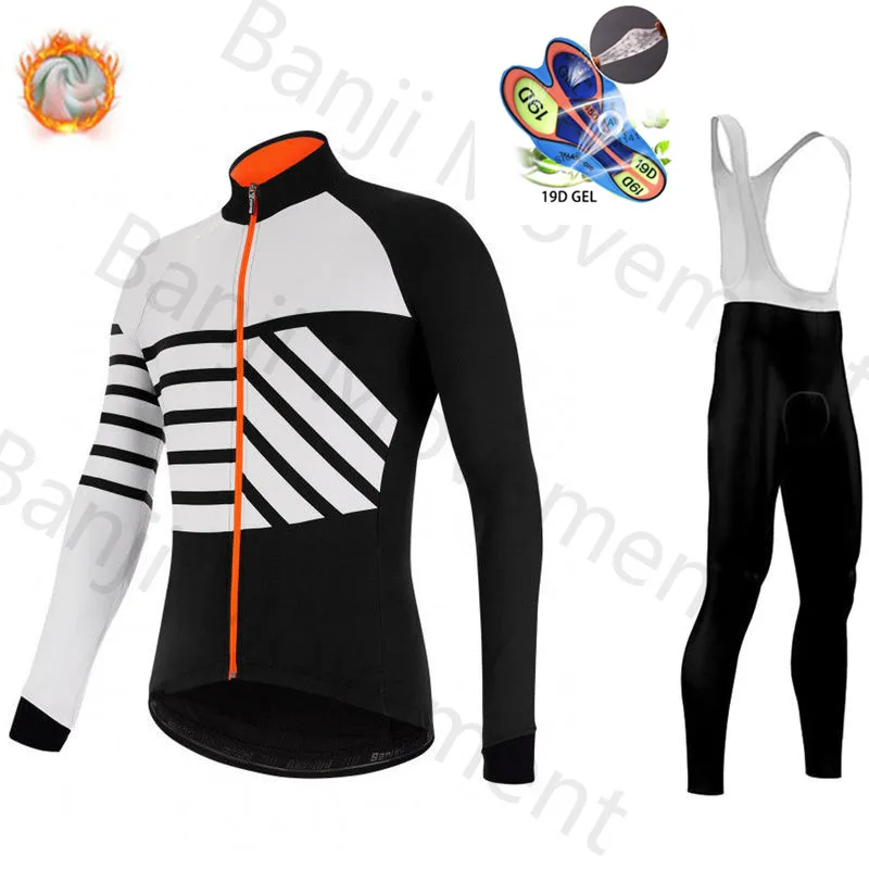 Santini Specializeding Winter Thermal Fleece Set Cycling Clothes Men's Jersey Suit Sport Riding Bike MTB Bib Pants Warm Sets