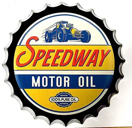 

Pig Wall Signs Tin Sign Bottle Cap Metal Tin Sign Motor Oil Gasoline Gas , Round Metal Signs for Home and Kitchen Bar