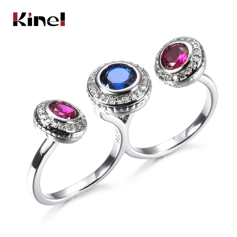 Кольца Kinel в стиле бохо с тибетским серебром обручальные кольца двумя пальцами