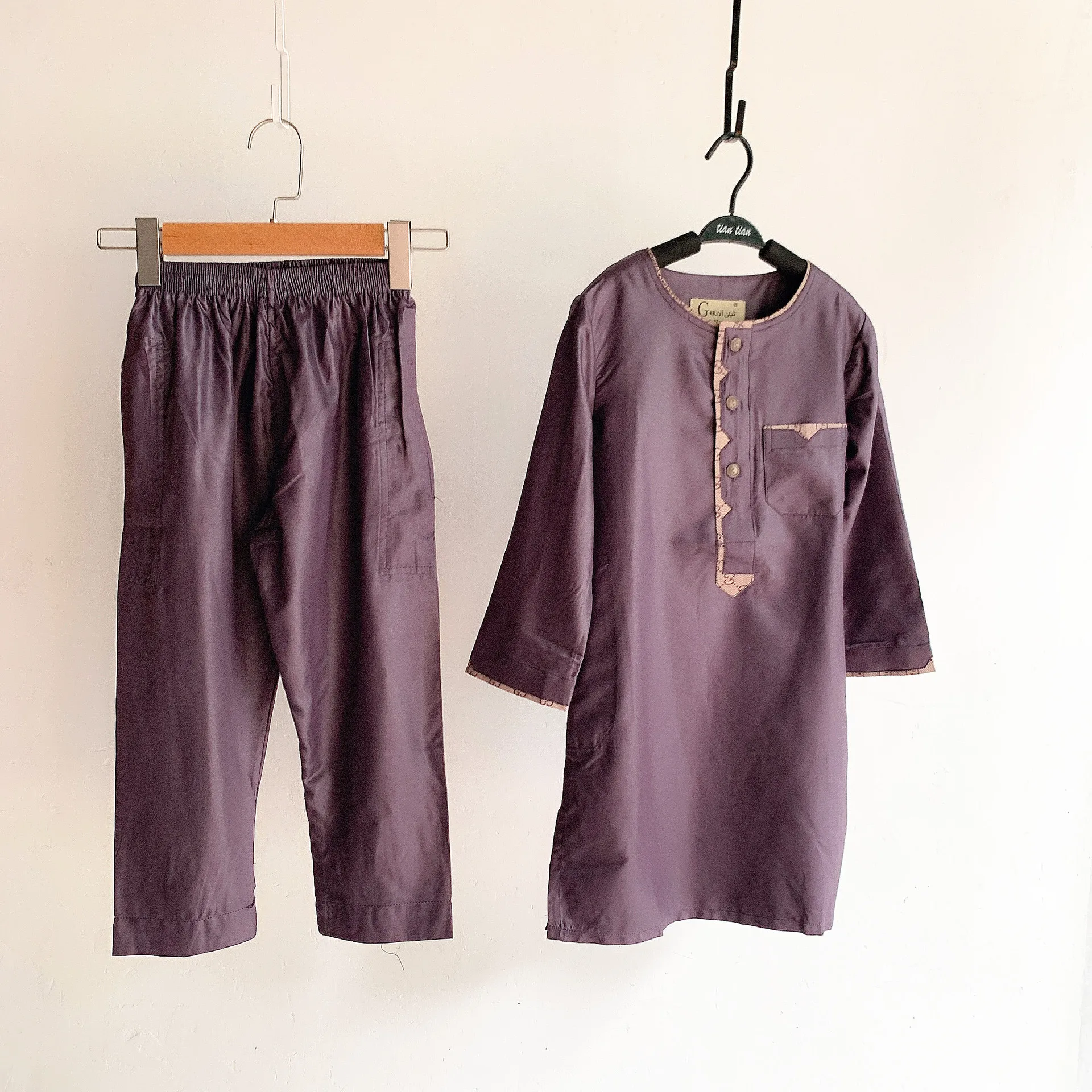 Children'S Muslim Clothing Arabic Clothing Man Muslim Kids Wear With Button Pockets Islamic Arab Kaftan Children'S MuslimLsmn016