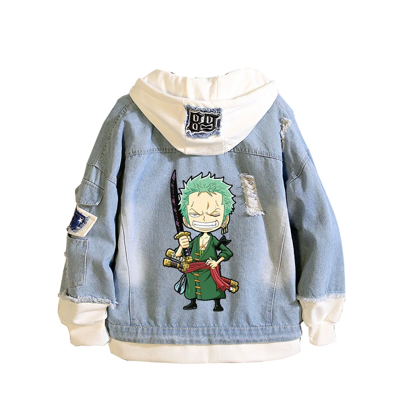 Джинсовая куртка для косплея Luffy Zoro мужчин и женщин цельный свитшот уличная
