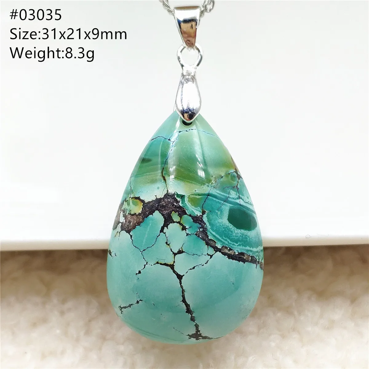 Natural Green Turquoise Gemstone Pendant Crystal Water Drop Rectangle Women Men Blue Healing Necklace AAAAA | Украшения и