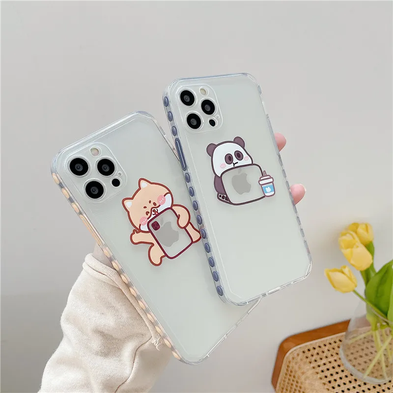 

Cute Cartoon Shiba Inu panda Phone Case For iphone 12 mini 11 Pro Xs MAX XR X 7 8 plus clear soft TPU silicon back cover