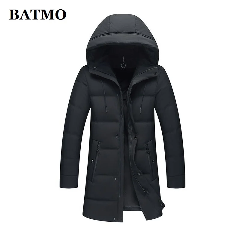 Мужская куртка с капюшоном BATMO зимняя на 90% белом утином пуху теплая большие