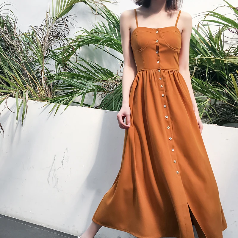 

Off Shoulder Solid Color Dresses Sling Pleated Vintage Casual Summer Dress Corset Elegant Dames Kleding Women's BH50LYQ