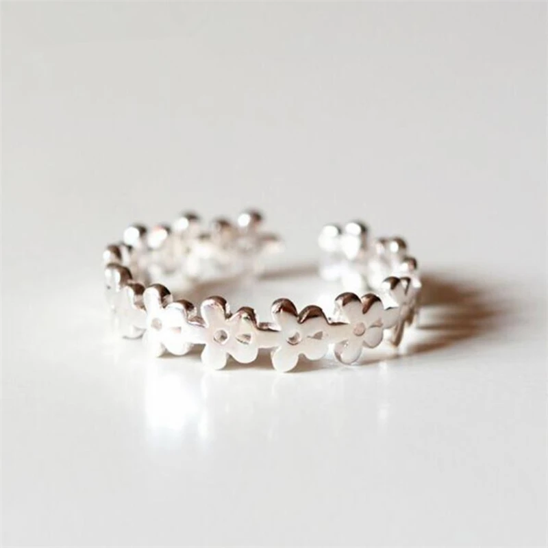 

Season Gate Silver Color Fashion Cute Elegant Hollow Mini Flowers Adjustable Size Open Ring for Women Girls SR033