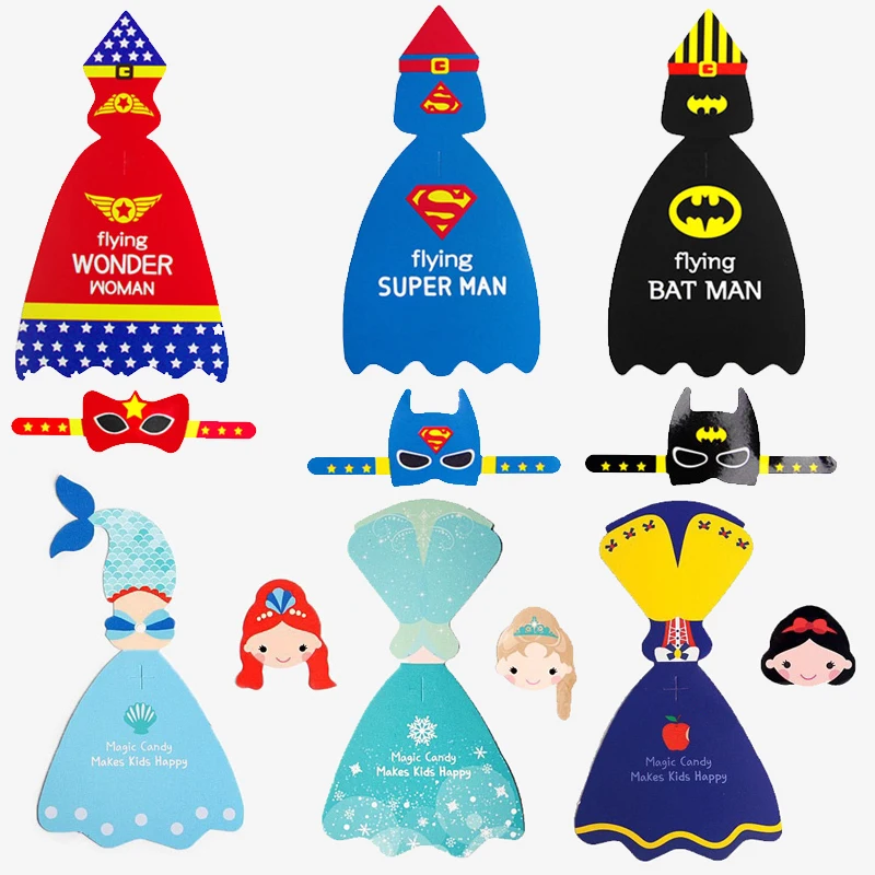 6 styles all mixed 54 шт. Супермен Бэтмен мультфильм конфеты Леденец Украшения карты для детей день рождения принадлежности конфеты подарок аксессуары - Цвет: 6 styles all mixed