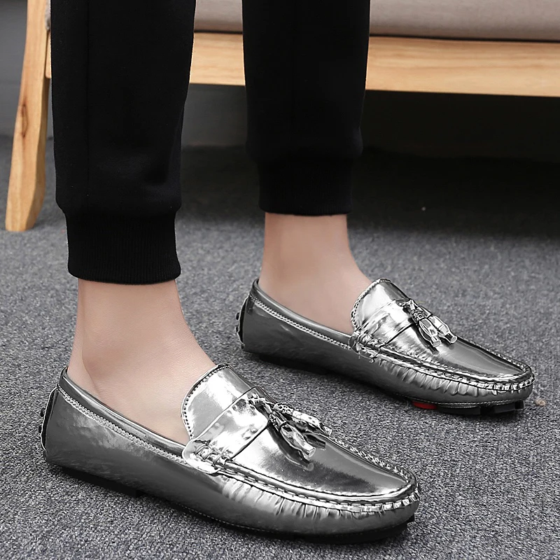 Мужские дизайнерские туфли без шнуровки Мягкие Мокасины с бахромой повседневная