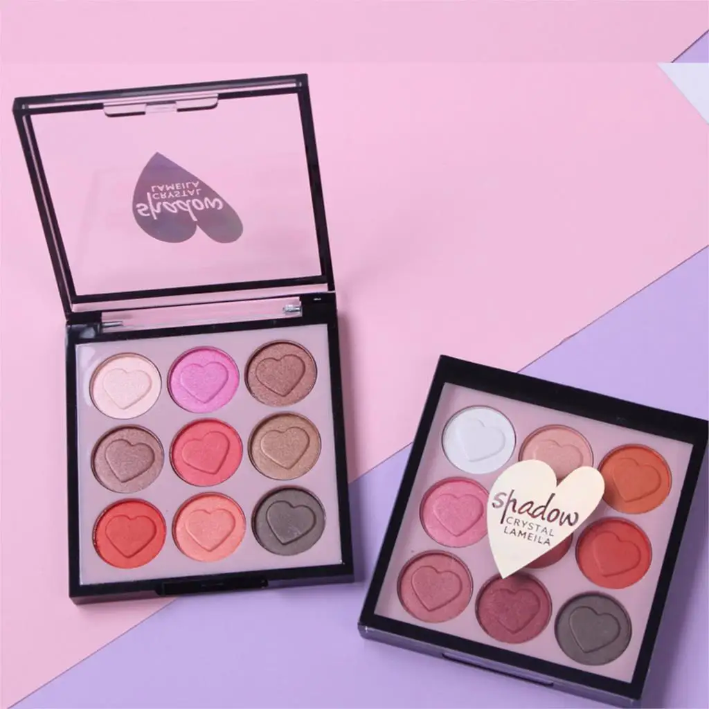 Палетка теней для век kiss beauty 9 цветов блестящие матовые пигменты тени