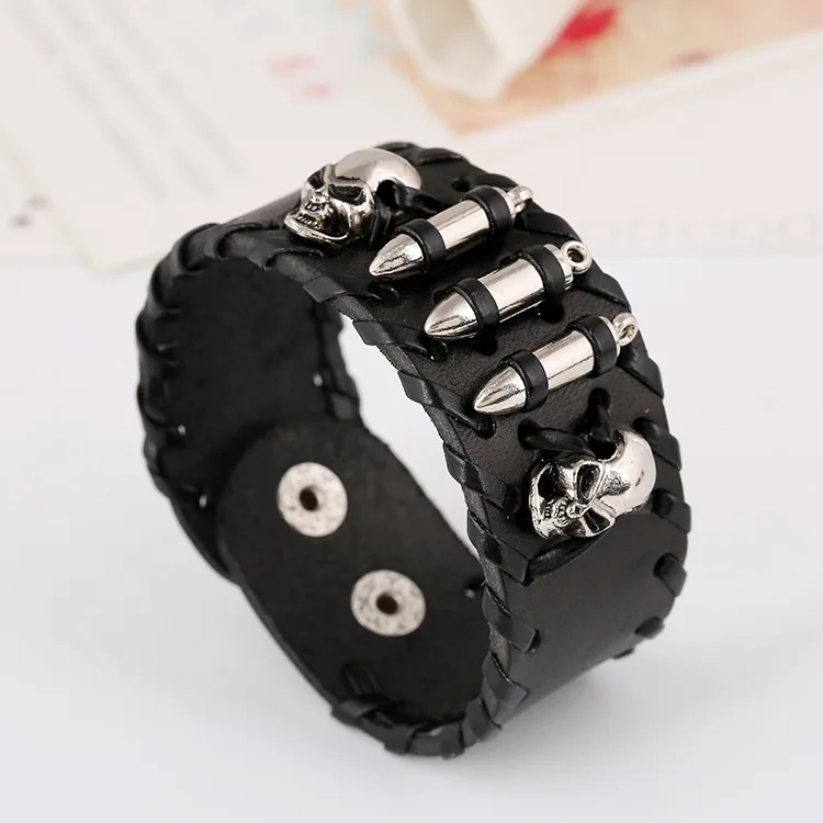 Браслет из кожи для мужчин и женщин в стиле панк Широкий Простой элегантный