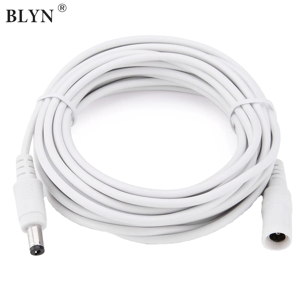 White 12V DC Extension Cable 1M 5M 10M 20M Cable Connector 5.5mmx2.1mm Plug For CCTV Camera Power Cord 12V Adapter LED Strip