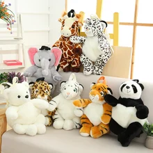 Lifelike Wild Animals Plush  Backpack Real Life Stuffed Polar Bear Panther Giraffe Panda Tiger Backpack Kids Bag Gift for Child