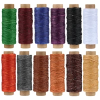 rorgeto 12pcs 150d 50m sewing wax thread sewing line hand stitching thread for diy handicraft leather products waxed thread cord