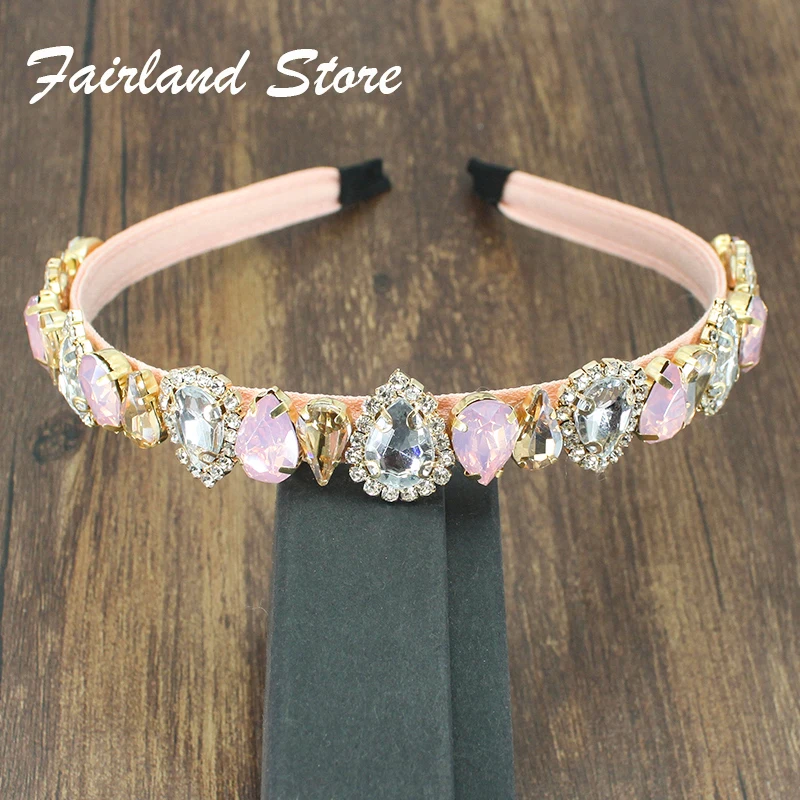 Украшенная кристаллами ободок для волос Fairland Korean Fashion Sparkly Clear Full Crystal Hairband Rhinestone Headbands For Women Party on.