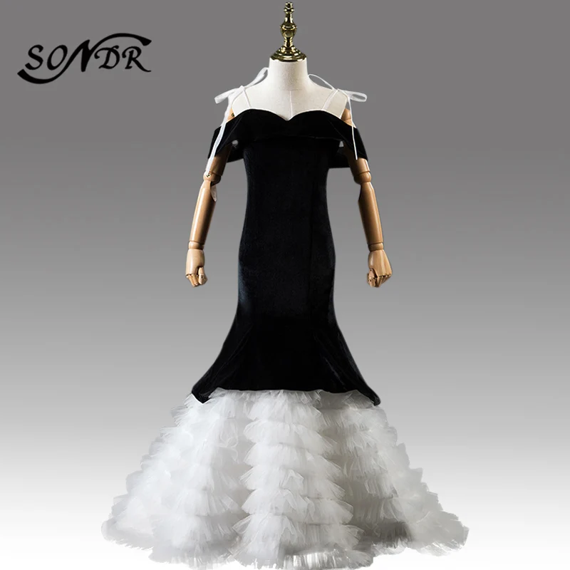 Детское платье на бретельках для свадебной вечеринки HT097 лоскутное русалки с