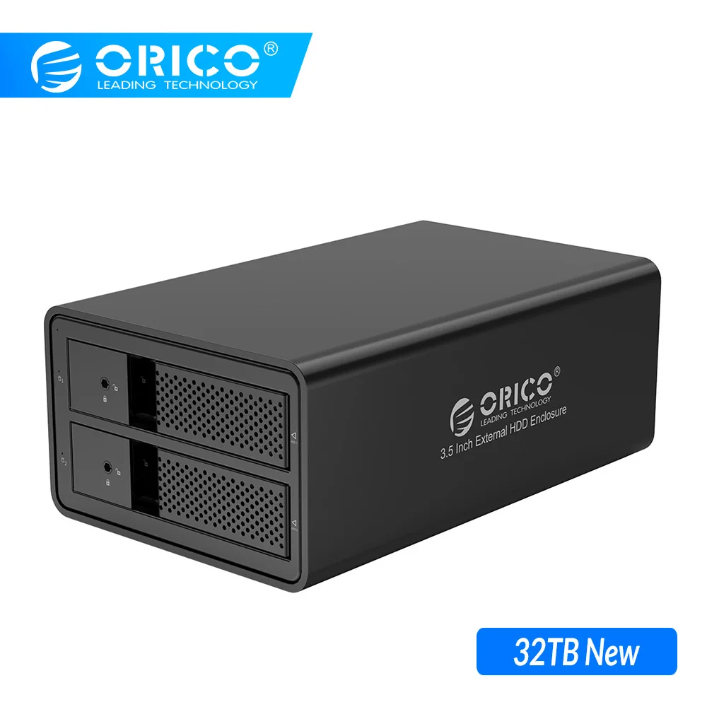 ORICO HDD чехол алюминиевый 2 отсека 3,5 ''USB3.0 HDD док-станция Поддержка 32 ТБ UASP с 36 Вт внутренний адаптер питания SATA для USB 3,0
