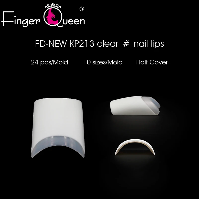 FingerQueen 12/24 шт. полу накладные ногти натуральный/прозрачный гроб искусственных