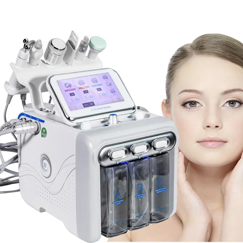 

6 in 1 H2-O2 bio rf cold hammer hydro microdermabrasion water hydra dermabrasion spa facial skin pore cleaning machine