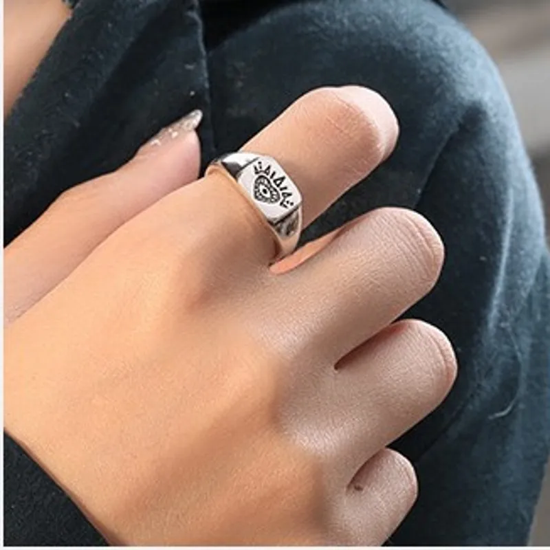 2019 new 100% real s925 pure silver ring for female old Thai trend heart-shaped pattern 925 woman's | Украшения и аксессуары