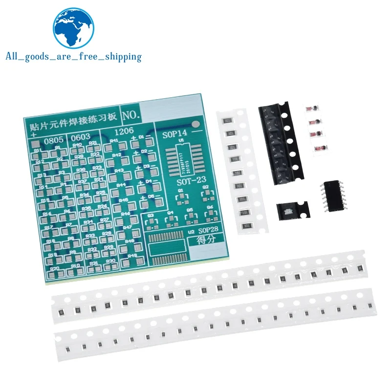 

DIY Circuit Board PCB SMT SMD Soldering Practice Board DIY Kit Fanny Skill Training Electronic Suit 77PCS components