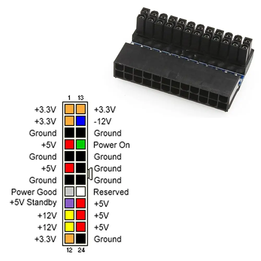 ATX 24Pin Atx 90 градусов 24 pin к 24pin адаптер питания материнская плата Разъемы модульные
