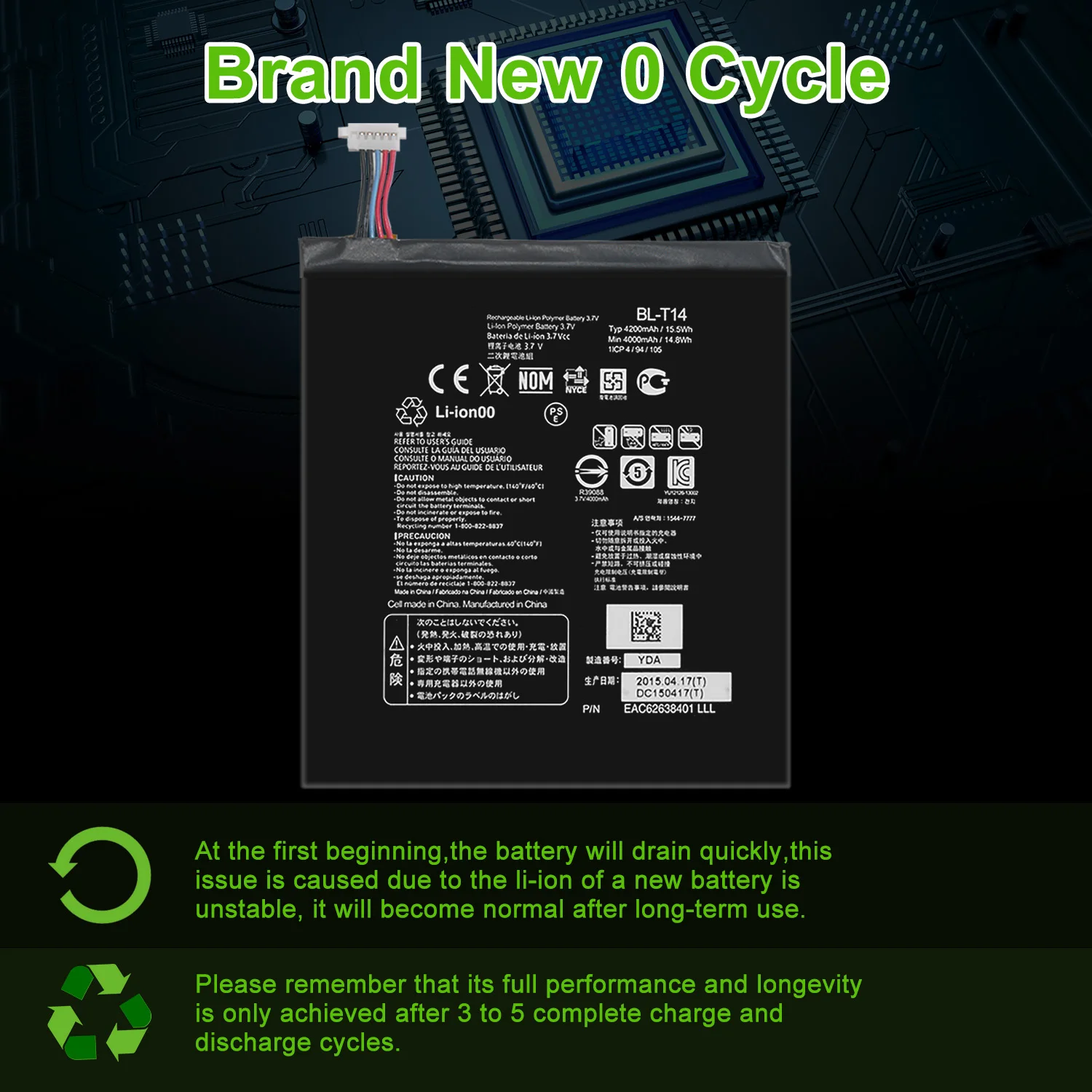 

BL-T14 Battery For LG G Pad F 8.0 V495 LG-V495 Battery EAC62638401 Replacement Repair Part