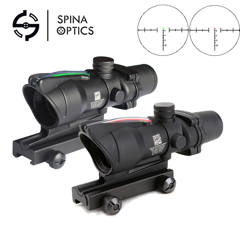 Оптика SPINA Охотничий Прицел ACOG 4X32 оптика из настоящего волокна красный зеленый с подсветкой шеврон стекло гравированное сетка оптический прицел