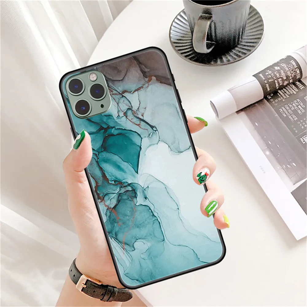 Мраморный чехол для Iphone11Pro 11 XS 7 XR 8Plus Se2020 7Plus мягкий блестящий полный защитный