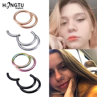 1pcs stainless steel hoop piercing ring hinged circular studs ring for nose ear eyebrow cartilage piercing body jewelry 16g 18g