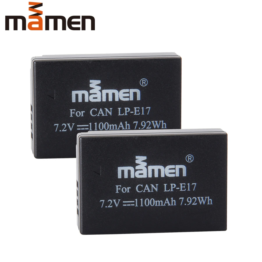 Mamen 2 шт. 1100 мА/ч, Перезаряжаемые LP-E17 LP E17 LPE17 цифровой Камера Батарея для цифровой однообъективной зеркальной камеры Canon EOS M5 M6 200D T6I T6S 750D 760D 77D X8I
