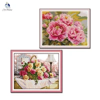 joy sunday flowers pattern stamped cross stitch kits 14ct 11ct counted canvas diy embroidery handmade needlework sets home decor