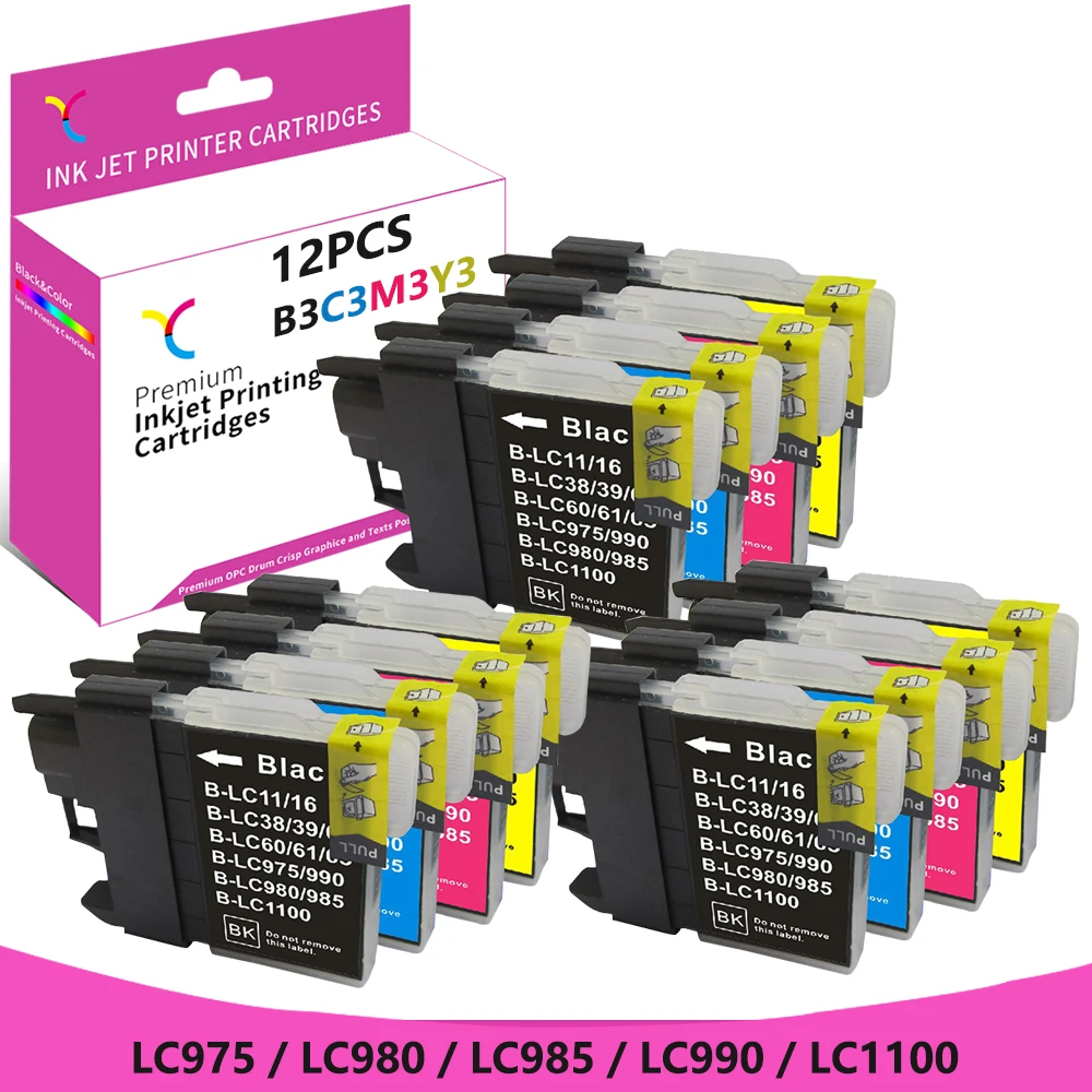 YC LC1100 Printer Ink LC985 Printer Ink LC-1100 Compatible for MFC-670CDW 675CD 675CDW 695CDN 695CDWN J700D 735CD 790CW 795CW
