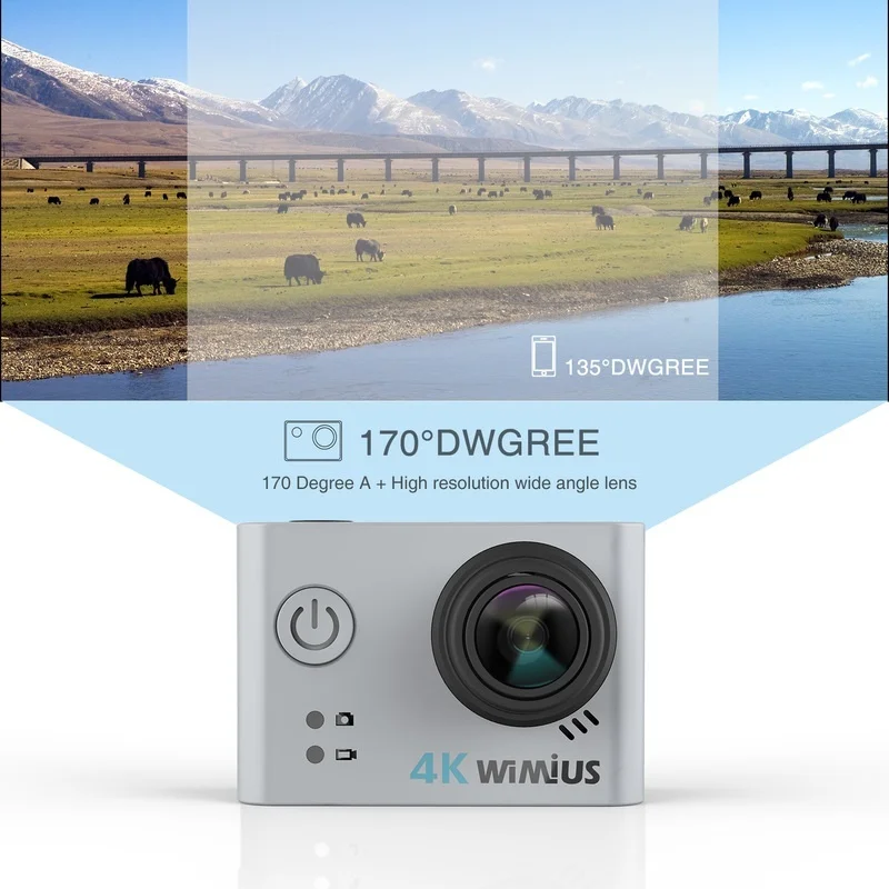 Wimius L2 Высококачественная Спортивная экшн-видеокамера s 4K WiFi Спортивная Экшн-камера HD 170 градусов 30 м Водонепроницаемая видеокамера DV