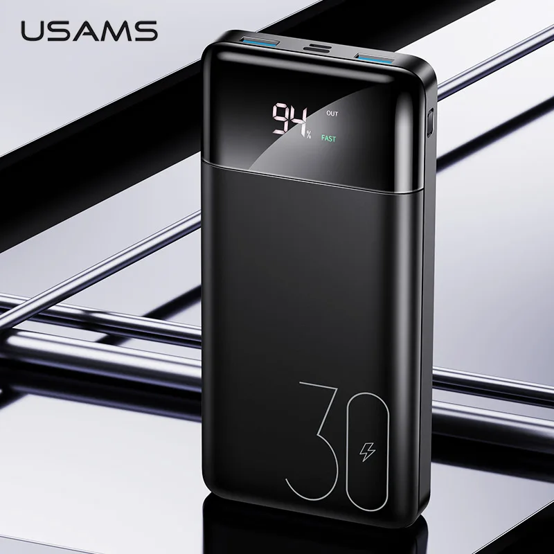 USAMS 30000 мА/ч внешний аккумулятор USB C быстрая зарядка для Xiaomi Mi мобильного телефона