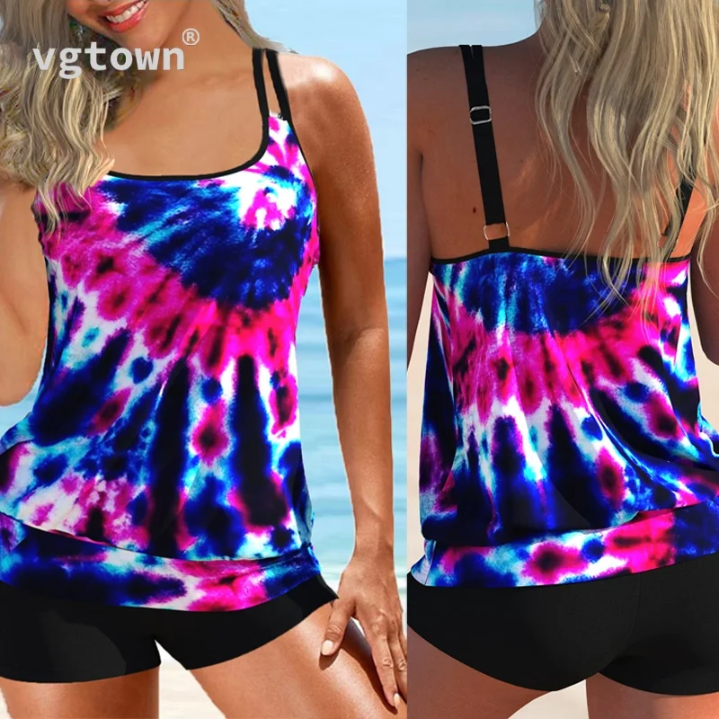 

2022 New Women's Swimsuit Tankini Large Size 6XL Print Suspender Beach Split Swimsuit Sexy Bathing Suit Plus Size Swimwear