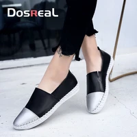 women flats single sneakers women shoes leather color matching casual loafers shoes ladies large size massage bottom white shoes