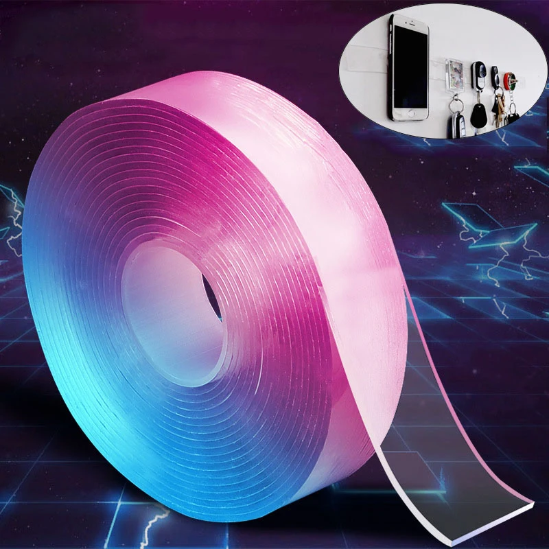 

1/2/3/5M Nano Traceless Transparent Adhesive Tape Double-sided Tape Traceless Reusable Waterproof Fixing Convenient Adhesive