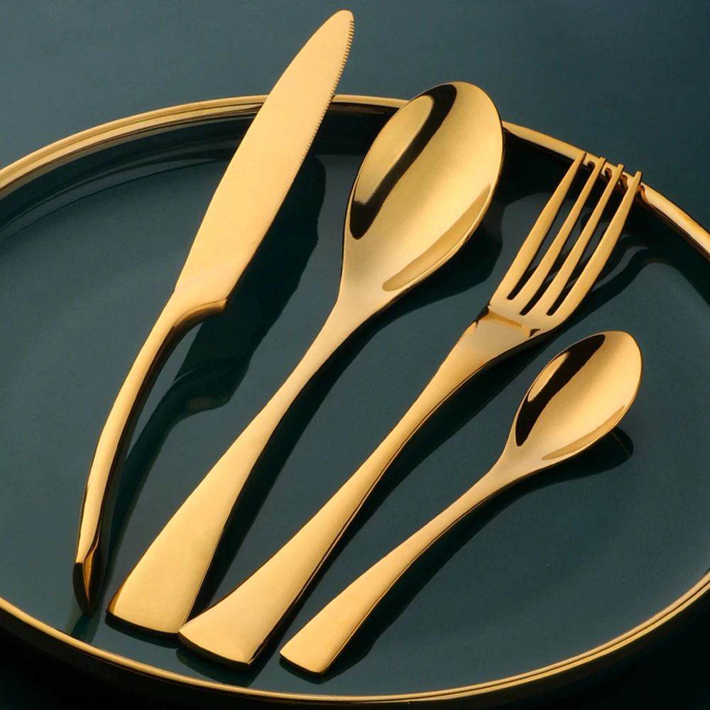 Набор столовых приборов из нержавеющей стали 24 предмета|dinner set|dinnerware setgolden dinnerware |