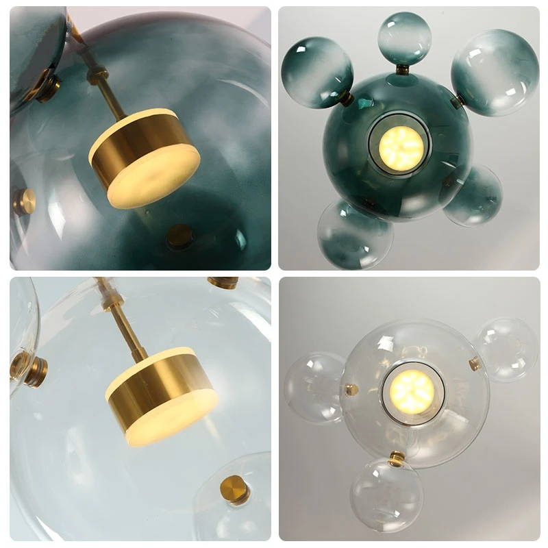 

Modern Ball Glass Mickey Pendant Light LED Hanglamp Industrial Light Gradient for Home Kitchen Lighting Hanging Light Fixture AC