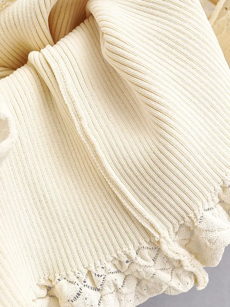 

Za 2021 Summer Women Jacquard Mesh Splicing O Neck Thin Section Sweater Sleeveless Female Knitted Jumper Tops LS3189